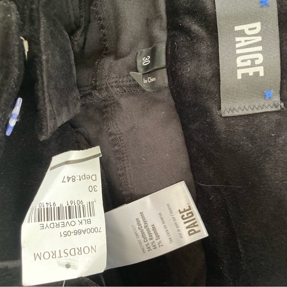 NWT PAIGE Claudine High Waist Crop Flare Pants In Black Velvet Womens 30 $219 - Picture 8 of 12